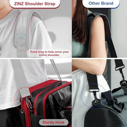 ZINZ 74" Shoulder Strap with Fixed Pad and Dual Balanced Buckles，Gray - color: Gray