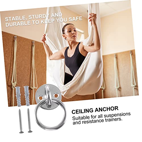 1Set Wall Mount Suspension Trainer Bracket Durable Ceiling Anchor for Resistance Bands Gymnastic Rings Yoga Swings Battle Ropes Easy Installation for Workouts