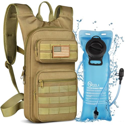 NOOLA Hydration Backpack with 3L TPU Water Bladder, Tactical Molle Water Backpack for Men Women, Hydration Pack for Hiking, Biking, Running and Climbing - color: Tan