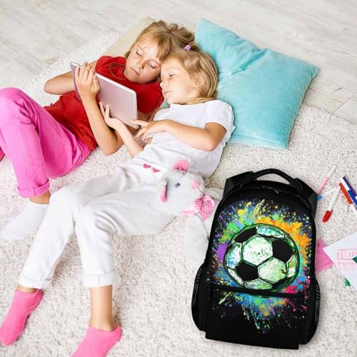 Boys School Backpack Kids Soccer Backpacks Bookbag Back to School Supplies, Black Large Capacity Cool Sport Back Pack for Kindergarten Elementary Middle (17 Inches) - color: Color 3