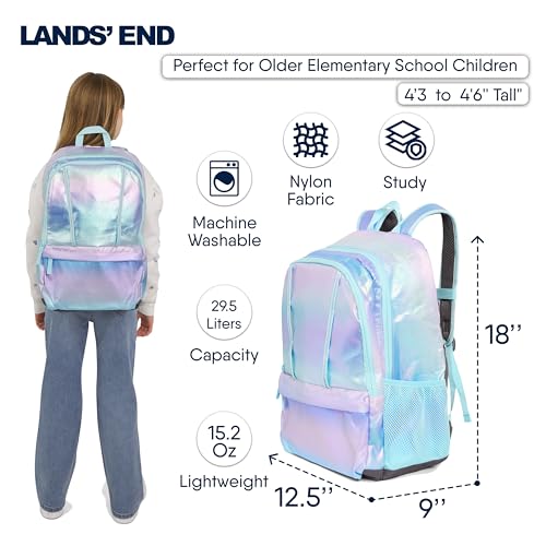 Lands' End Unisex Kids Large ClassMate Lightweight Durable Elementary School Backpack, Pastel Lilac - color: Pastel Lilac