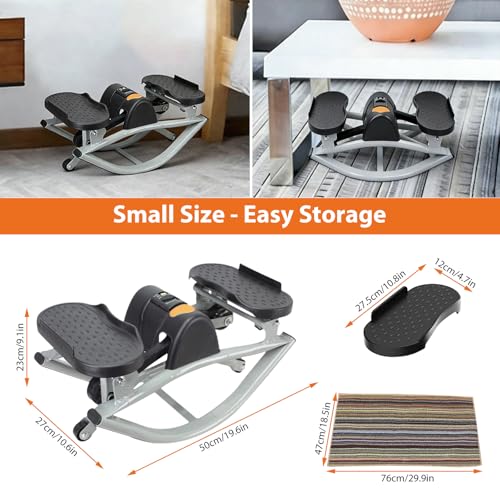 Rock Stepper, Side-to-Side Lateral Rocking Fitness Stepper, with Digital Monitor, Resistance Bands, Non-Slip Mat, Full Body Stepper, for Apartment, Living Room Workout - color: Black and gray