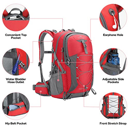 Maelstrom Hiking Backpack,Camping Backpack,40L Waterproof Hiking Daypack with Rain Cover,Lightweight Travel Backpack,Red - color: 40l Red, size: 40l