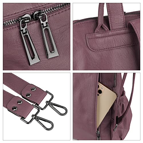Uromee Travel Backpack Purse for Women Vegan Leather Ladies Fashion Tassel Shoulder Bag Convertible - color: 0243 Purple