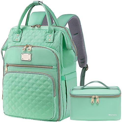 Weitars Lunch Backpack For Women,15.6 Inch Laptop Backpacks For Womens Back pack, Travel Backpacks,Work Backpack For Women (LightGreen) - color: Lightgreen