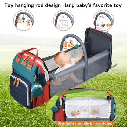 Baby Diaper Bags with Changing Station Multifunctional Waterproof Diaper Bag Backpack Travel Baby Bag with Changing Pad, Pacifier Case,Baby Essentials(Multicolor) - color: Up-multicolor