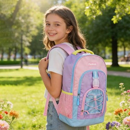 School Backpack for Teen Girls Bookbags, Large Capacity Water Resistant Laptop Bags Elementary High School Women Travel Daypacks - color: Pink&blue