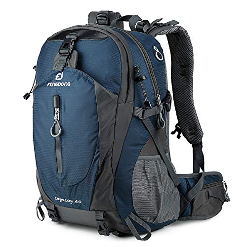 FENGDONG 40L Waterproof Lightweight Outdoor Daypack Hiking,Camping,Travel Backpack for Men Women Blue - color: A1-blue