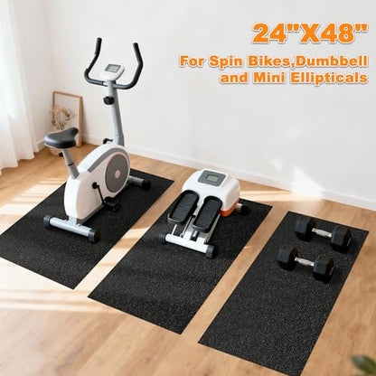 Fitvids Treadmill Mat 1/4" Thick Non-Slip Gym Mats Floor Protection Pad Compatible for Treadmills,Elliptical,Exercise Bikes,Stationary Cycles and Accessories - size: 48"Lx24"Wx0.25"H