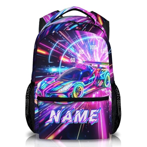 Boys Backpack Personalized Racing Car Backpacks for Kids Toddler, Cool Car Custom Bookbag for Preschool Primary Kindergarten - color: Blue