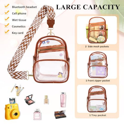 Clear Bag Stadium Approved Events Concerts Sports Outdoors Water Bottle Holder,Clear Purse for Women Men Handbags - color: 2# Brown-a