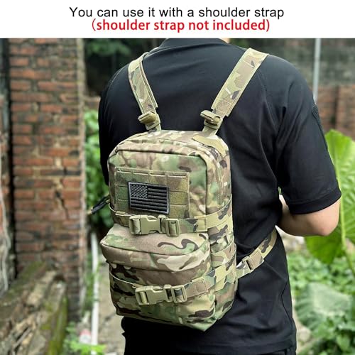 Tactical Mini Molle Hydration Pack,Molle Hydration Carrier with US Flag Water Resistant,Hydropack for Tactical Vest Backpack - style: Cp