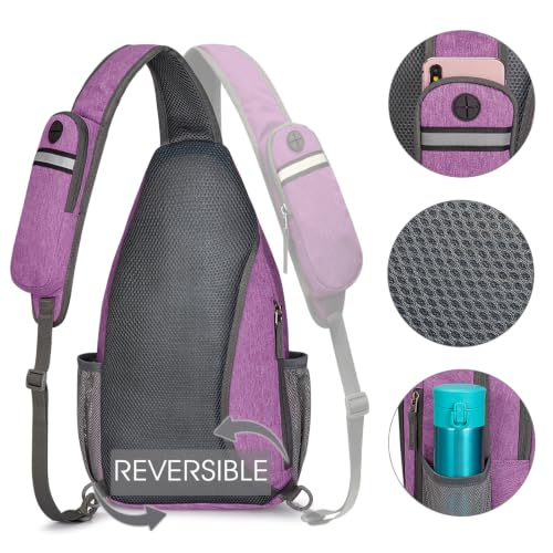 G4Free Sling Bag for Men and Women, RFID Blocking Crossbody Bag, Lightweight Sling Backpack for Travel, Hiking, Walking and Daily Use - color: Light Purple