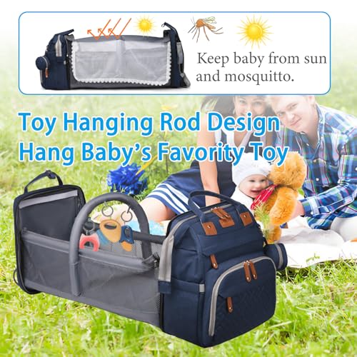 Jeryswet Baby Diaper Bags with Changing Station, Waterproof Large Capacity Diaper Bag Backpack for Moms Dads with USB Charging Port and Stroller Straps, Baby Shower Gifts, Blue - color: Blue