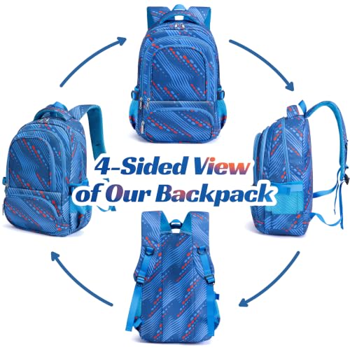 BLUEFAIRY Kids Backpacks for Boys Girls Ages 6-8 8-10 10-12 Elementary Middle School Backpack 17 Inch Back to School Bookbag with Laptop Compartment Mochilas Escolares para Niños Niñas (Blue Lines) - color: Blue Lines