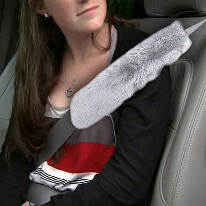 Soft Faux Car Seat Belt Cover Pad,Car Safety Seat Belt Strap Shoulder Pad for Adults and Children,Suitable for Car Seat Belt,Backpack,Shoulder Bag,Set of 2 (Gray) - color: Gray