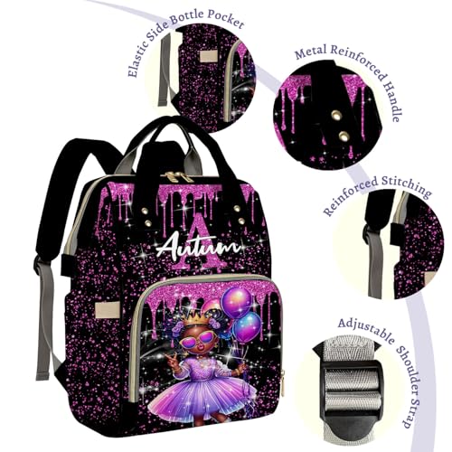 Custom Diaper Bag with Name,Personalized Diaper Bag Backpack &Insulated Water Bottle Mother Gift,Custom Monogram Baby Travel Bag Nursing Diaper Mommy Backpack with Adjustable Shoulder Straps Nappy Bag - color: Design 16