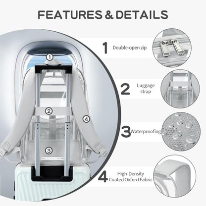 Cusangel XL TPU Clear Backpack Heavy Duty for Stadiums,18in School Bookbag Teens 15+ boys Girls and Adults Multi-Pocket Design & Reinforced Stitching(Grey-18inch) - color: Grey-18inch