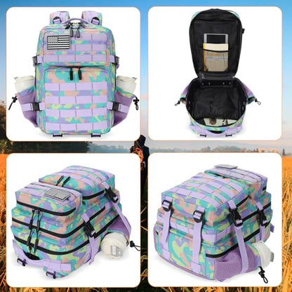 Lovelinks21 25L Tactical Military Backpack Small Travel Backpack for Men and Women Assault Pack Bug Out Bag Molle Daypack Gym Backpack with Bottle Holder (Color Camo) - color: Color Camo