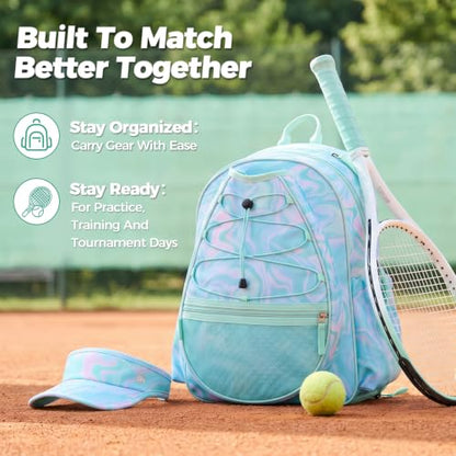 Choco Mocha Kids Tennis Bag, 16 Inch Youth & Junior Tennis Backpack with Shoe Compartment, Holds 2 Rackets (21–23 Inch) - color: Colorful