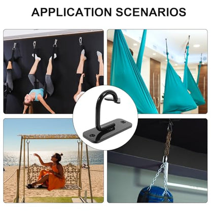 SUPVOX Yoga Hammock Wall Anchor Hook, Black Steel Fixed Mount for Home Gym Accessories, Resistance Band and Pilates Strap Hanging, Workout Strength Exercise Wall Hanger