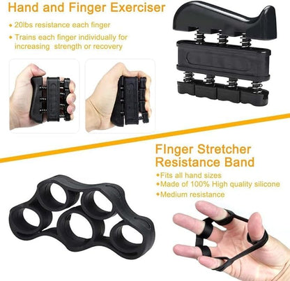 Adjustable Grip Trainer Set Hand Trainer Grip Ring Finger Trainer Combination Fitness Equipment - color: Green