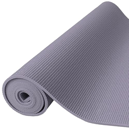 Fitvids All Purpose 1/4-Inch High Density Anti-Tear Exercise Yoga Mat with Carrying Strap, Multiple Colors - color: Gray