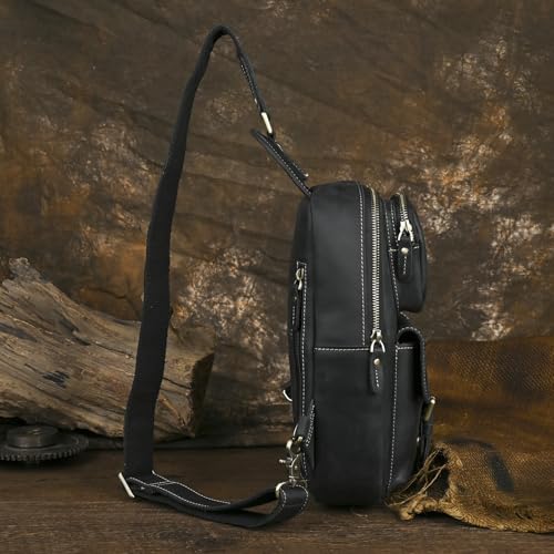 Le'aokuu Outdoor Casual Travel Hiking Crossbody Chest Sling Bag Rig One Shoulder Strap Bag Backpack 1315 - color: Black 2