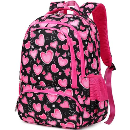 abshoo Lightweight School Backpack For Girls 6-8-10 Kindergarten Elementary Bookbag Kids School Bags (Heart) - color: Heart