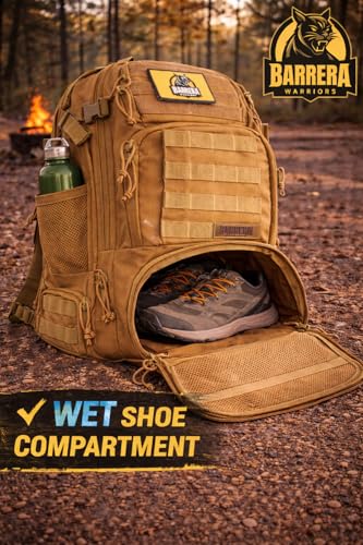 Tactical Backpack 50L, Military MOLLE Backpack, Large Capacity 3 Day Assault Pack, Heavy Duty Water Resistant Rucksack for Hiking, Camping, Travel, Survival, Bug Out Bag (Coyote Brown) - color: Coyote Brown, size: 50 L