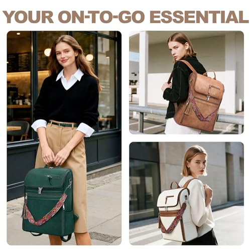 SYTRAH Leather Laptop Backpack for Women Designer Laptop Bag, 16.5 inch Travel Computer Backpacks Purse with Tassel for Work Business with Satchel Purse Black - color: Purse Black