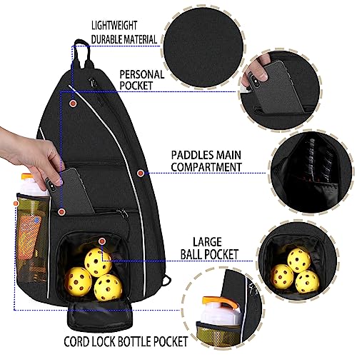 Pickleball Bag - Pickleball Bags for Women Men - Pickleball Backpack - Travel Pickleball Paddle Case, Pickle Ball Bag for Pickleball Paddle Tennis Racket, Protable Pickleball Sling Bag - color: Black style 2
