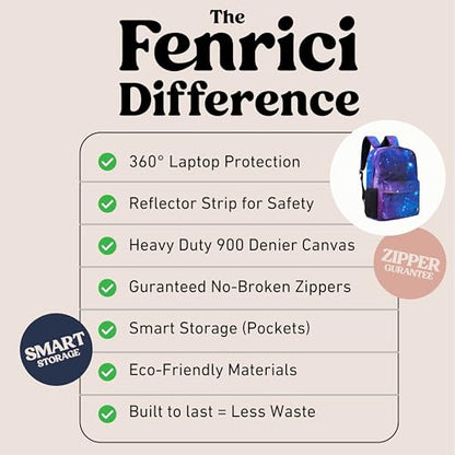 Fenrici Galaxy Backpack for Boys, Girls, Kids Back Pack with Padded Laptop Compartment, Kids' Bookbags for School, Cosmic Pack, Space Backpack, Purple Galaxy, 17 Inch - color: Galaxy Purple