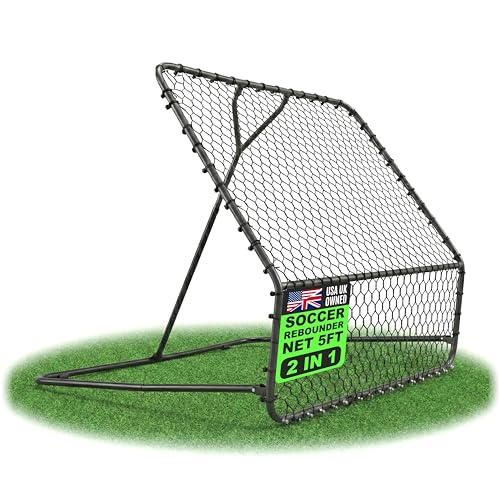 QuickPlay Pro Soccer Rebounder Net (2 Sizes) - Ball Rebounder Soccer Net, Heavy Duty, Adjustable Angle, with Galvanized Steel Frame & Rubber Feet, Soccer Training Equipment for Grass, Turf & Indoors - style: 5x5'
