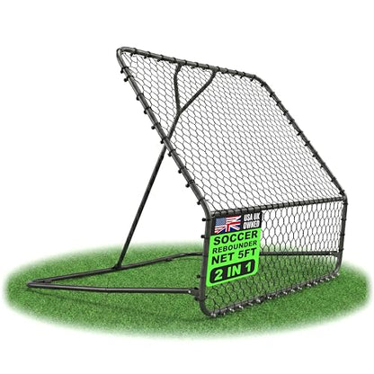 QuickPlay Pro Soccer Rebounder Net (2 Sizes) - Ball Rebounder Soccer Net, Heavy Duty, Adjustable Angle, with Galvanized Steel Frame & Rubber Feet, Soccer Training Equipment for Grass, Turf & Indoors - style: 5x5'