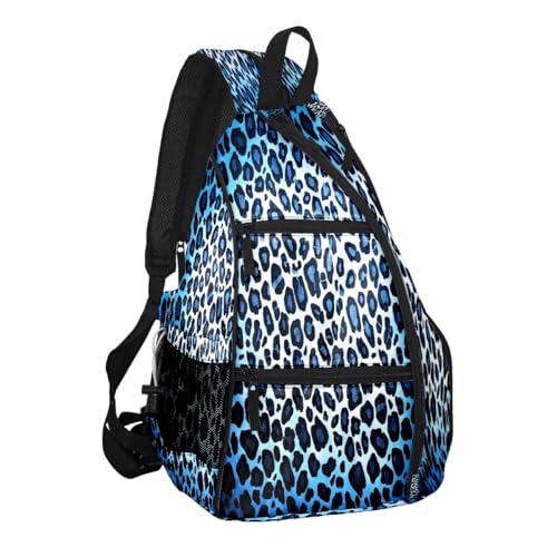 Pickleball Bag for Women & Men – Lightweight Sports Backpack with Paddle Compartments, Dual Carry Modes, Detachable Zippered Strap, Brown Leopard, Great Gift Option for Players - color: Blue Leopard