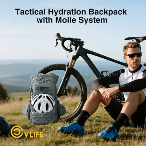 CVLIFE Tactical Hydration Hiking Water Backpack with 3L Water Bladder - color: Grey