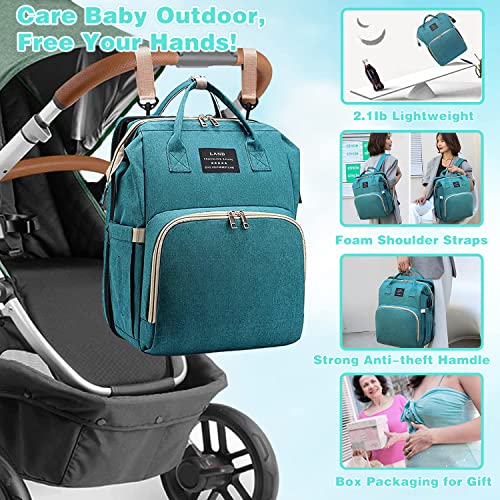 ANWTOTU Baby Diaper Bags with Changing Station,Waterproof Diaper Bag Backpack for Moms Dads with USB Charging Port,Large Capacity Multifunctional Baby Essentials(Green) - color: Green