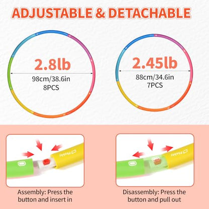Phobby Weighted Exercise Hoop for Adults, 2.2lb&2.8lb Adjustable Fitness Hoop, 8 Detachable Hoop Sections with Jump Rope & Storage Bag, Home Gym Workout - style: Pro 2.8lb
