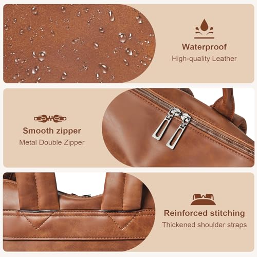 Shrrie Laptop Backpack for Women 15.6 inch,Travel Leather Backpack Purse Nurse Teacher Carry on Backpack Computer Bag,Professional Water-Resistant College Business Work Casual Daypack,Brown - color: Crazy Horse Brown02
