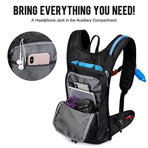 G4Free Insulated Hydration Backpack Pack with 2L BPA Free Bladder for Outdoor Running Hiking Cycling Camping - color: Black