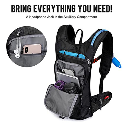 G4Free Insulated Hydration Backpack Pack with 2L BPA Free Bladder for Outdoor Running Hiking Cycling Camping - color: Black