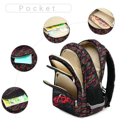abshoo Cute Car School Backpack For Boys Elementary Kindergarten Kids School Bag (Car Black) - color: Car Black