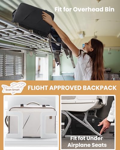 LOVEVOOK Travel Carry on Backpack, Large 40L Personal Item Travel Bag for Men & Women Flight Approved with 3 Packing Cubes, Suitcase Water Resistant Luggage Daypack Business Weekender Bag - color: Beige-khaki, size: 40L-4Pcs