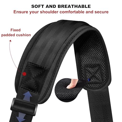 ZINMARK Shoulder Strap 59 inch, Crossbody bag Straps for Duffle, Laptop Bag Messenger Bag Tool Bag Luggage, Soft with Ultra-Thick Fixed Shoulder Pad -Black - color: Black