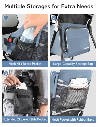 besrey Baby Backpack Carrier, Toddler Hiking Backpack with Safety 3-Height Seat, Adjustable Straps&Waist Belt, Foldable Frame Lightweight Large Capacity Child Carrier for Hiking (Haze Blue) - color: Haze Blue