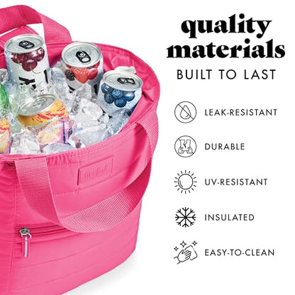 Fit & Fresh Mari Insulated Soft Backpack Cooler Tote, 12-Can Capacity - color: Hot Pink