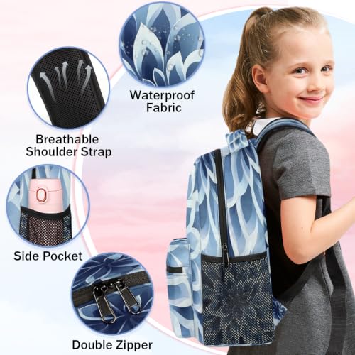 Blue Dahlia Flower Womens Travel Backpack | 15.6 Inch Laptop Backpack, Lightweight Casual Daypack, Water Resistant, Cute Work Backpacks, Large Capacity - color: Multicolor2