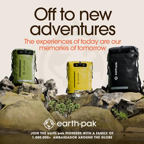 Earth Pak Waterproof Backpack - Heavy Duty Hiking Backpack - Roll-Top Closure Bag - Cushioned Dry Bag Waterproof Phone Case - color: Black, size: 35L