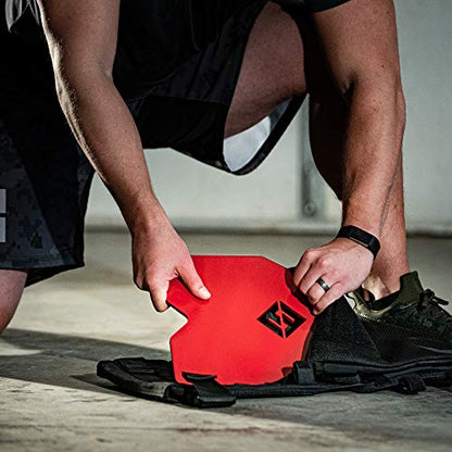 F&F STEEL Adjustable Weighted Vest & Plates - Strength, Edurance, Running, Hiking, Rucking, Fitness WODs - color: Red Plates - 5.75lb